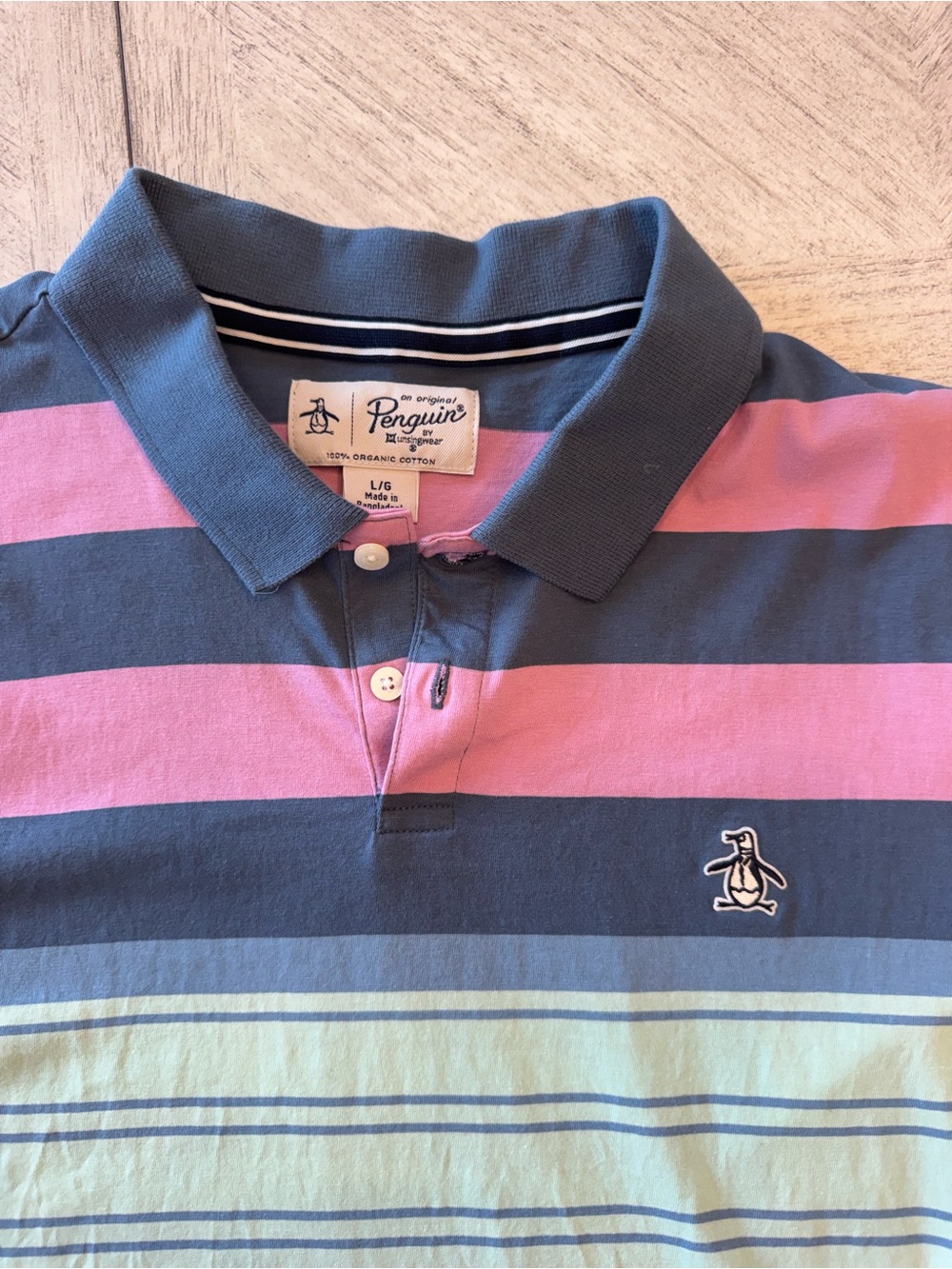 Original Penguin Men’s Striped Polo - Blue, Pink & Light Green
